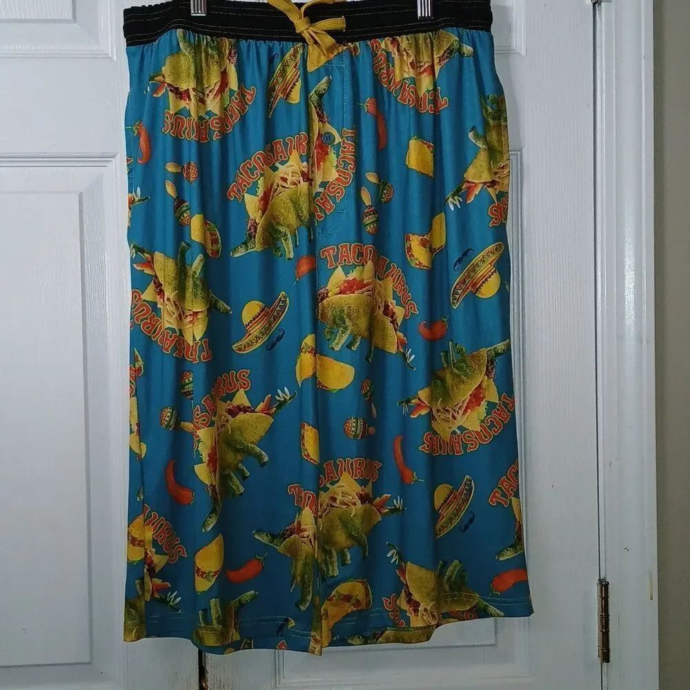Briefly Stated Tacosauras lounge pajama shorts elastic waist Sz 3XL NWOT
